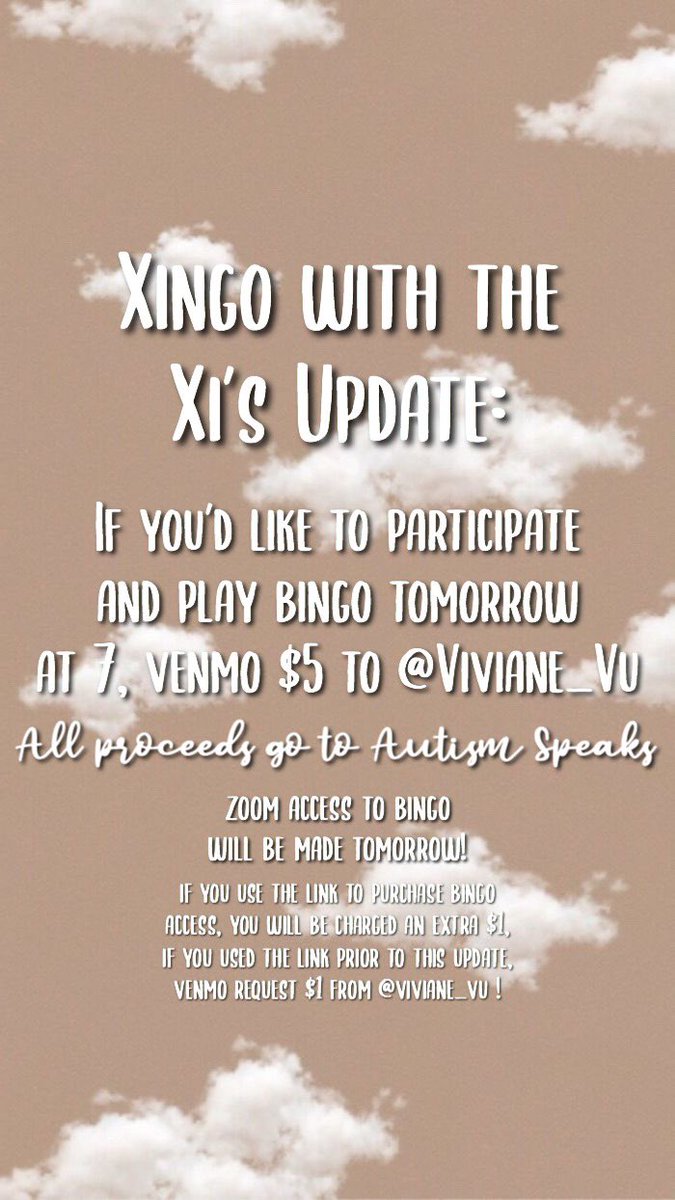 ☁️Update on tomorrow’s Xingo with the Xi’s!☁️