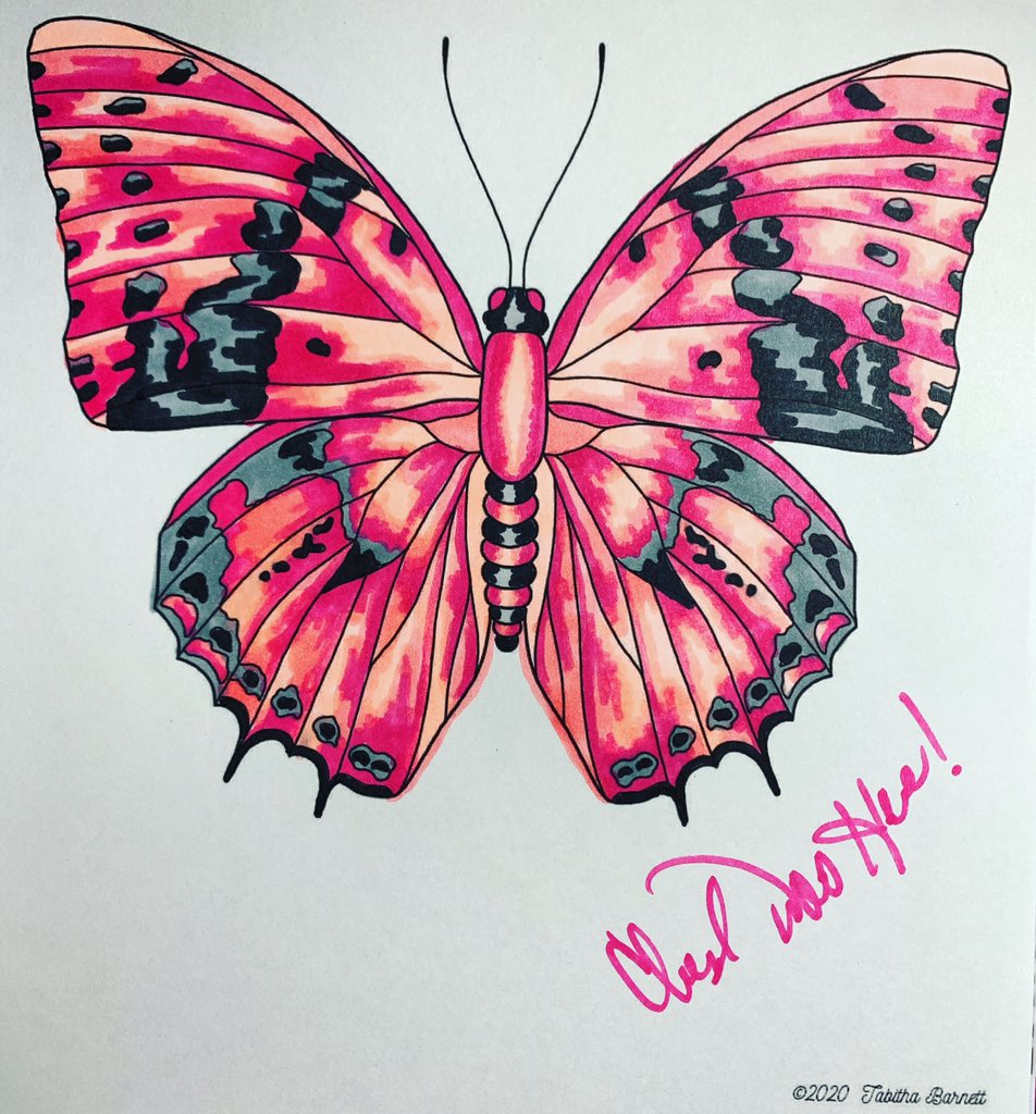 #CherylColors #TabithaBarnett #pink #butterfly #coloringpage #alcohol #markers