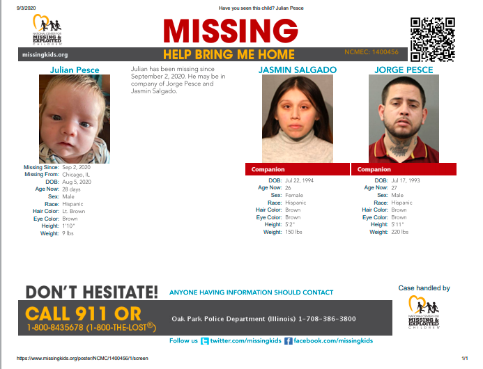 NCMEC's tweet photo. #MISSING ALERT!
Julian has been missing since September 2, 2020 in Oak Park, #Illinois. He may be in company of Jorge Pesce and Jasmin Salgado.
https://t.co/u1ZHSPFNSb https://t.co/MhdShWesbd