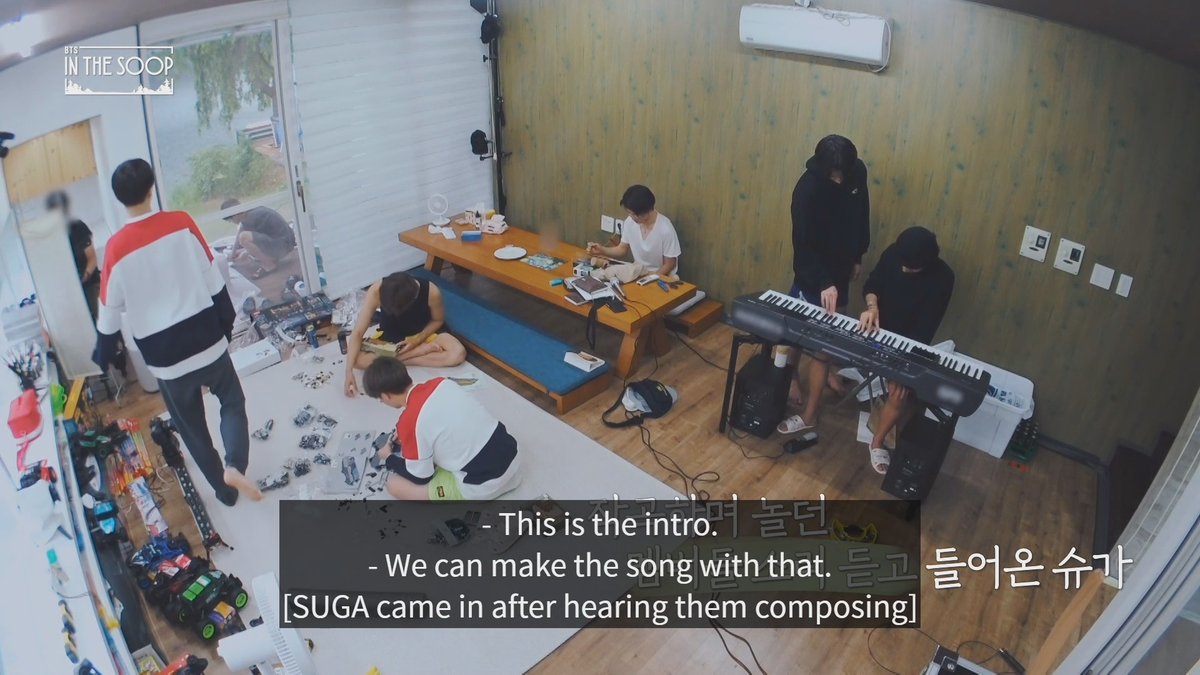 As soon as he walks in he gets to work on pulling it together for the group: 'what are the chords?' 'oh we can make this'