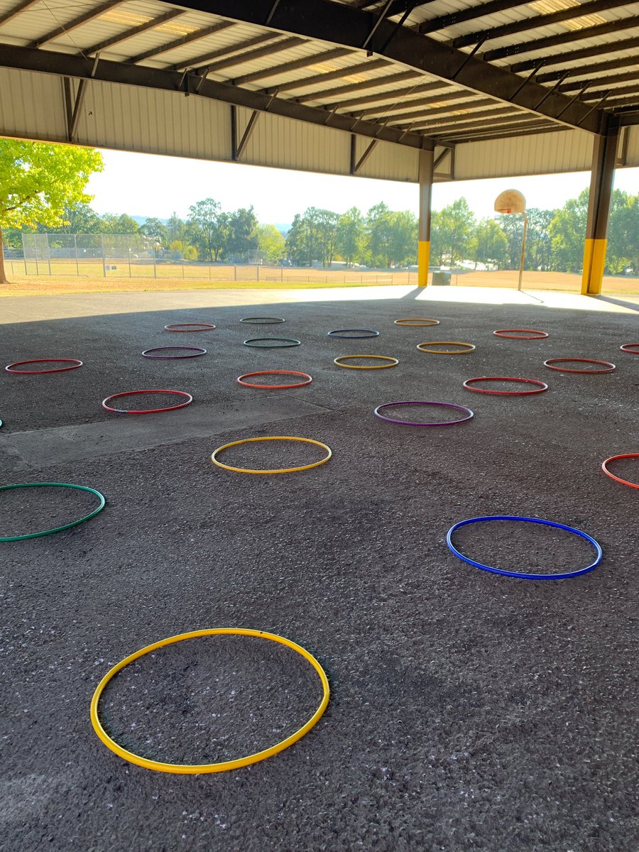 FiveOaksMS's tweet photo. Five Oaks and Rachel Carson teachers are physically distant as they start prepping for the school year. #pandemicteaching https://t.co/dccA9ygbfF