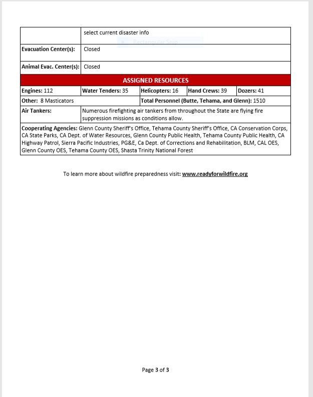 CALFIRETGU's tweet photo. Evening Fact Sheet update for the Tehama/Glenn Zones of the Butte/Tehama/Glenn Lightning Complex fires. #ElkhornFire #TGULightningComplex #ButteLightningComplex
@CAL_FIRE @ShastaTrintyNF #CALFIRETGU2020 https://t.co/XVqF6xPp3Q