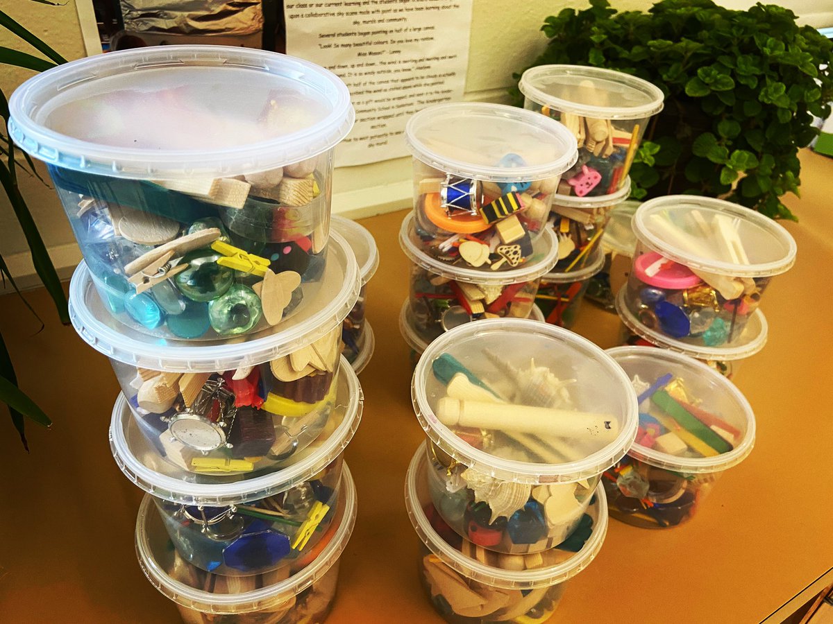 Mason7Jen's tweet photo. We spent time this morning putting together individual containers of assorted loose parts for each of our students. I look forward to introducing these in the weeks to come. How are you offering loose parts to your children this year? #canif https://t.co/eH7YeN9yl5