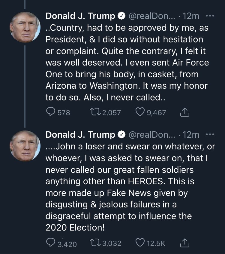 Jordanfabian's tweet photo. Trump 2020: “I never called John a loser”
Trump 2015: “John McCain is a loser” https://t.co/pdySqEvKYB