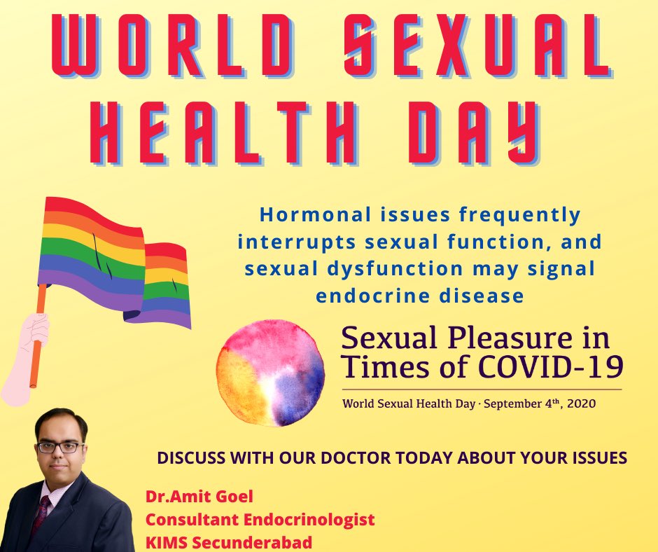 DRAMITGOEL007's tweet photo. Sexual health is an important public health problem during the pandemic. Hormone issues frequently interrupt sexual function. World sexual health day #4thsept #endocrinologist #intimatocrinology#hyderabad #education #dramitgoel @coolmts @SanjayKalraDr1 @mvramamohan https://t.co/xNsiEqo61f