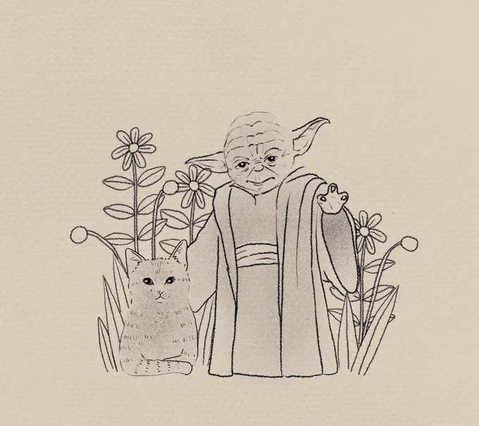 one time I was also commissioned to draw a cat with yoda, it was fun ?❤️ 