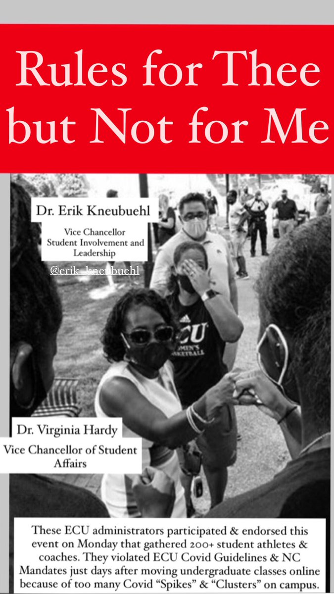TPUSA_ECU's tweet photo. @EastCarolina Vice Chancellor’s @ECUDrHardy &amp; @erik_kneubuehl participated &amp; endorsed this event on Monday that gathered 200+ student athletes &amp; coaches. They violated ECU Covid Guidelines &amp; NC Mandates just days after moving classes online because of too many Covid “Clusters.” https://t.co/BtJvdbHqzs