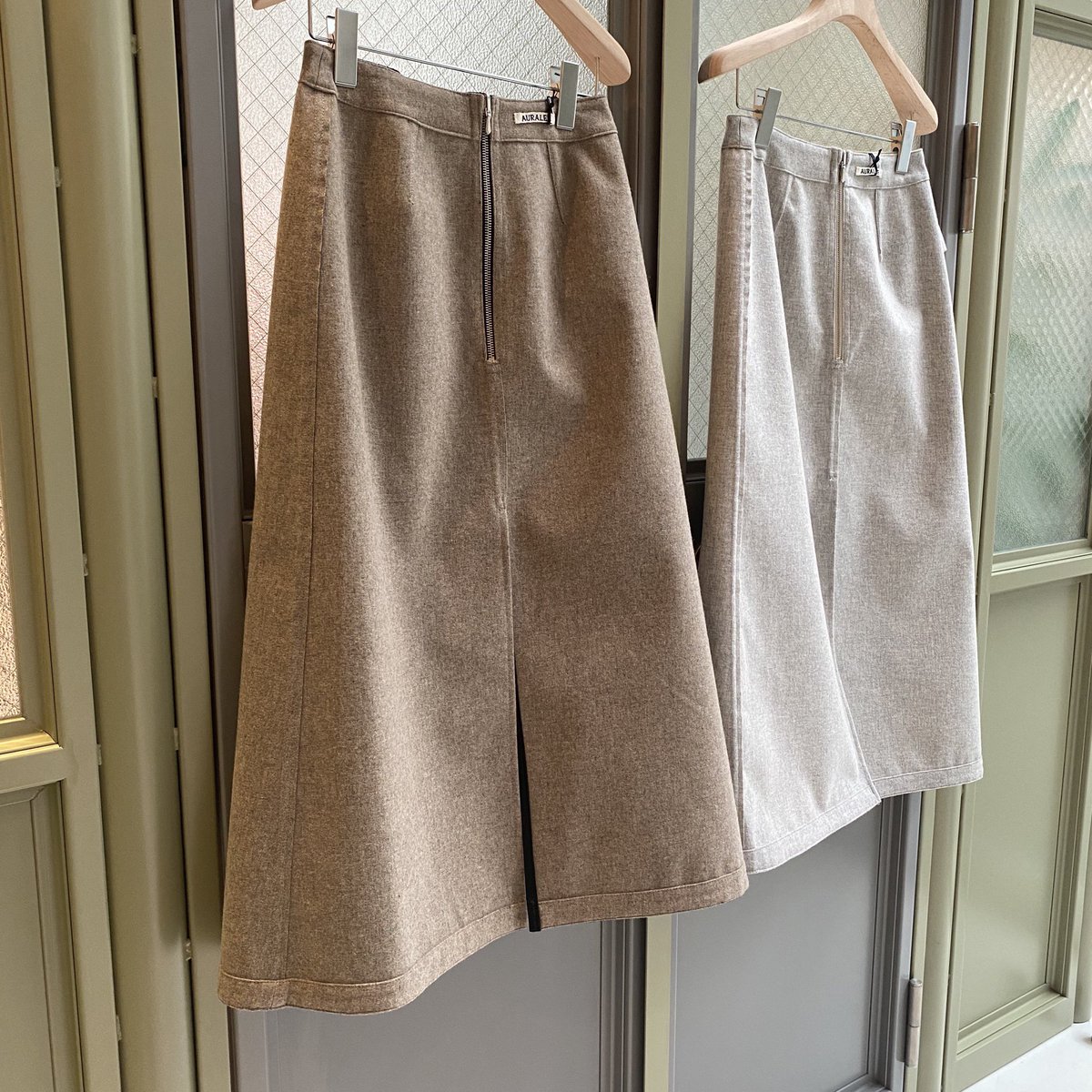 スカート AURALEE WOOL CASHMERE LAMINATE SKIRT ADAM ET ROPÉ FEMME(アダム エ ロペ ファム) / 【AURALEE】WOOL