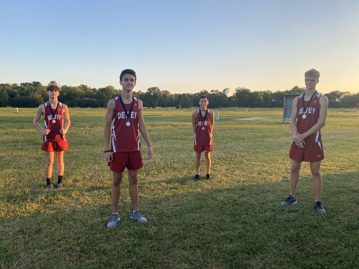 XCdewey's tweet photo. First meet of the season was a success, so proud of all these young men and women. 
Bringing home some hardware was: Tryston Easter(6th), Hunter Perrier(8th), Thomas Walters(10th), Zach Ketchum(12th)
#DeweyXCRulz https://t.co/BuNhaojleh