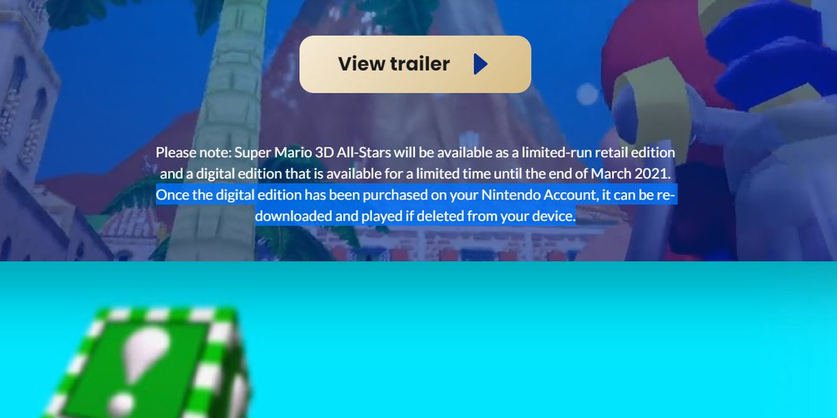 Nintendeal Concerning Super Mario 3d All Stars Limited Time Digital Release Once The Digital Edition Has Been Purchased On Your Nintendo Account It Can Be Re Downloaded And Played If Deleted From