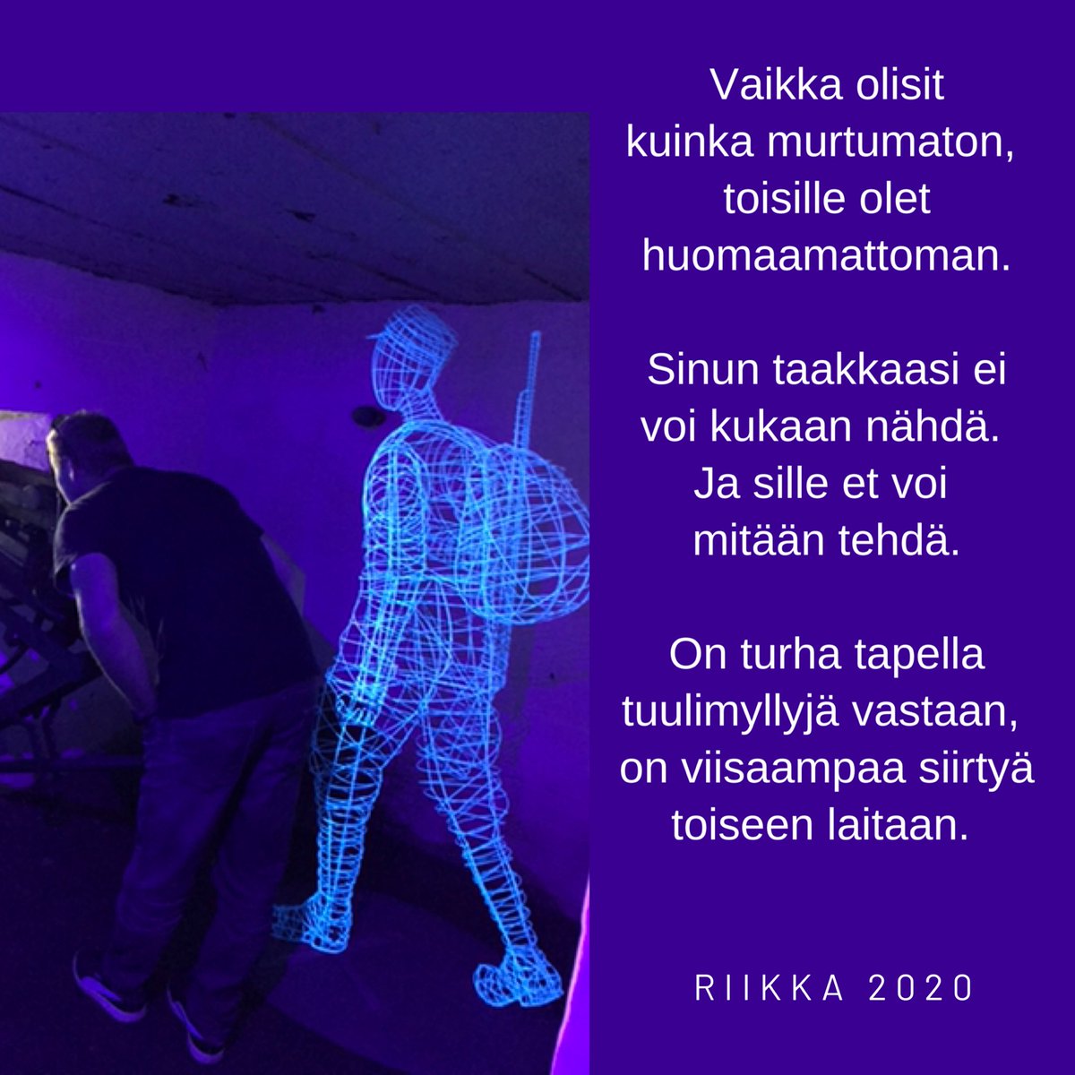 KoskimiesRiikka's tweet photo. Inspiroituneena Alexander Reichstein He olivat täällä-hahmoista 💕 #heolivattäällä #taakka #näkymätön #bunkkerimuseo #visitvirolahti #runo #rupina https://t.co/cM5PYjDNnN