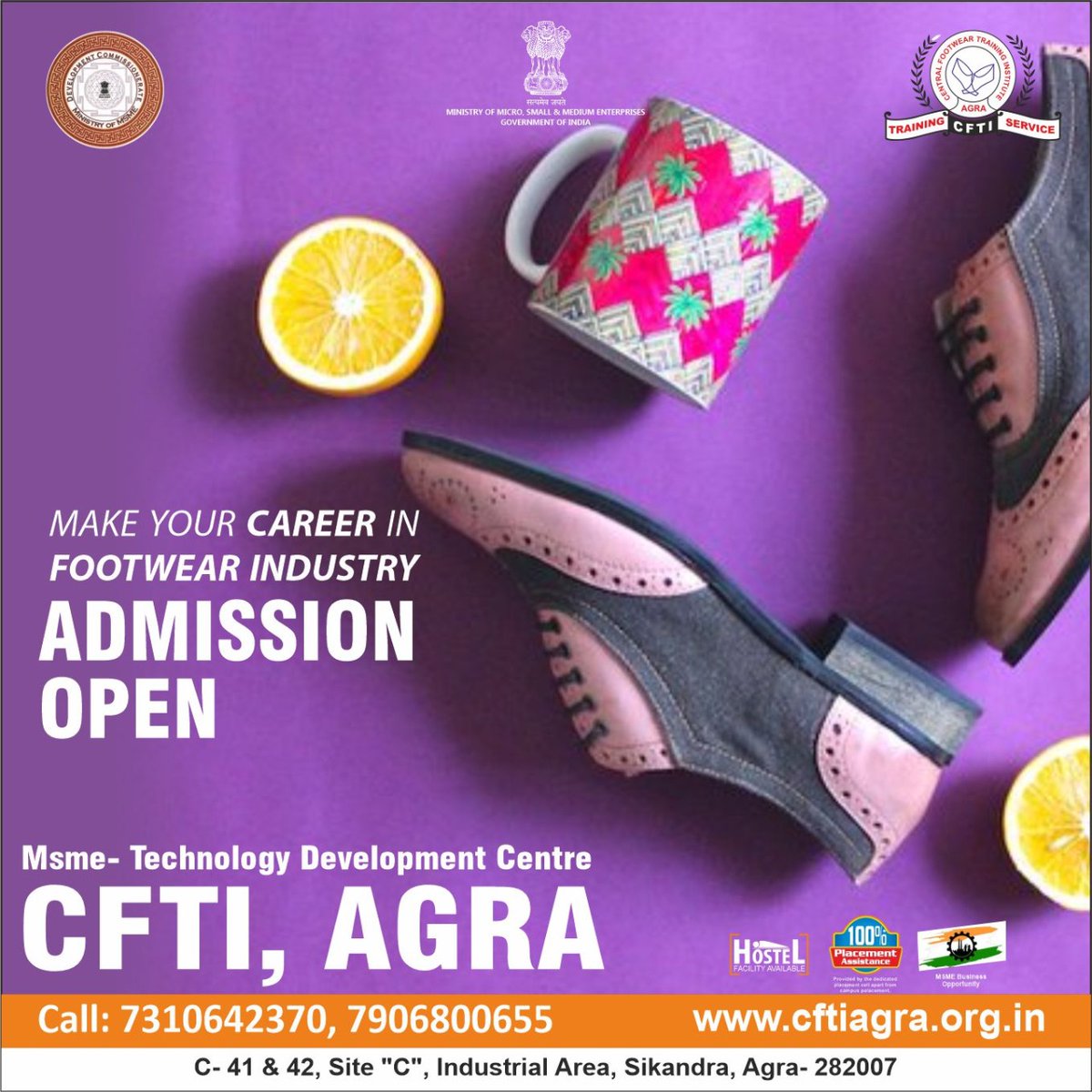 CFTIAGRA's tweet photo. Make your Career in #FootwearIndustries | Admission Open India's Premier Footwear Institute #CFTIAgra. Its Government Institute, World class facilities with Innovative technology & programs available. #DFMD #PGFT
#CFTIAgraCampus #Agra
Visit us: https://t.co/kzVnkmKsfL https://t.co/MxI1SdN7zv