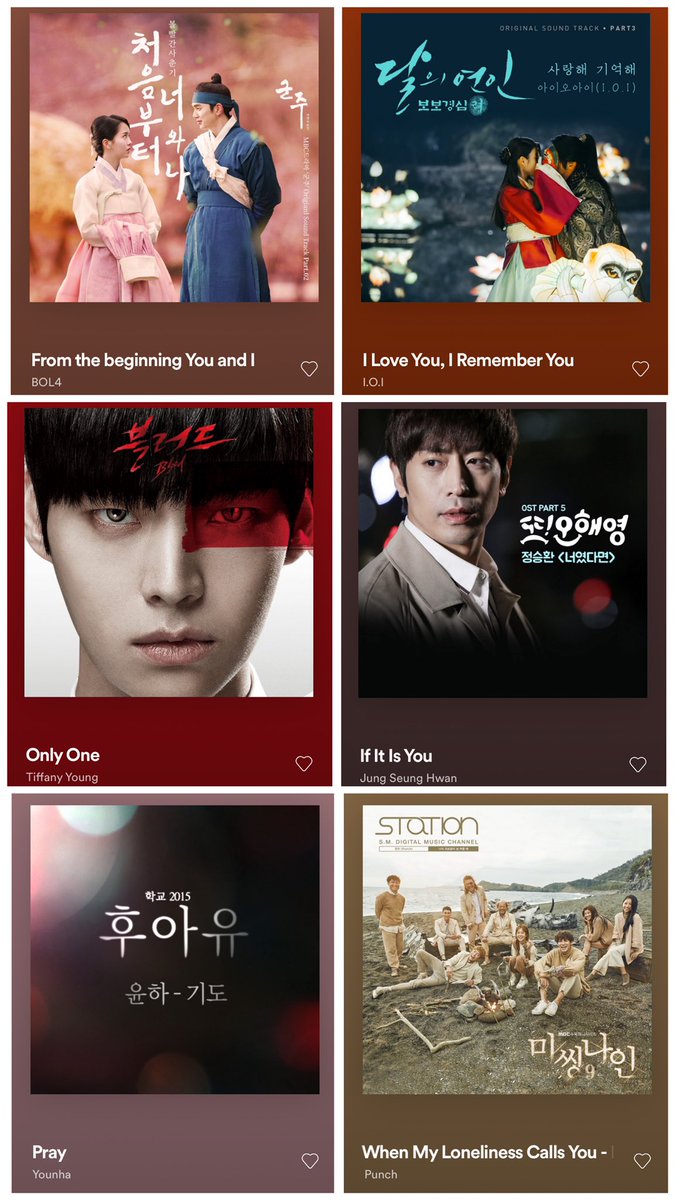 [4/30] favorite k-drama ost actually i’ve made a thread about k-dramas with best ost album:  https://twitter.com/macar0ns/status/1258042147908943873?s=21and here’s all-time fav osts of mine: