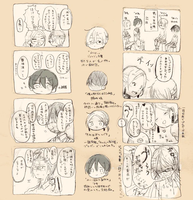 今までに描いた漫画の男性陣(1部)がdrop完結前に話しましたっていう漫画です。 