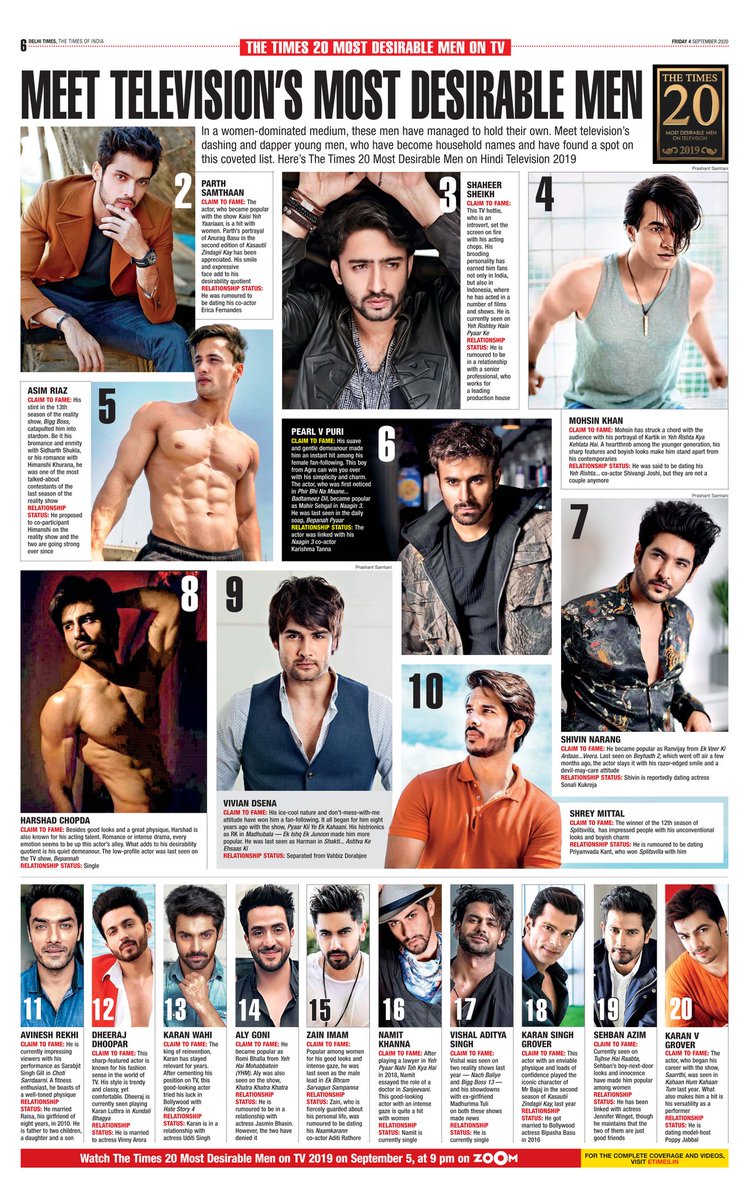 Meet the most desirable men on TV #TimesMostDesirable2019 #SidharthShukla #ParthSamthaan #ShaheerSheikh #MohsinKhan #AsimRiaz #PearlVPuri #ShivinNarang #HarshadChopda #VivianDsena #ShreyMittal #DheerajDhoopar #KaranWahi #AlyGoni #ZainImam #VishalAdityaSingh #KaranSinghGrover