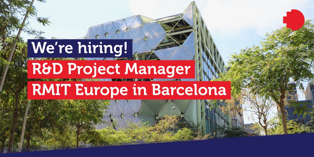 We're hiring! An exciting new role for an R&amp;D Project Manager (European Projects) at RMIT's European hub in Barcelona. 

5yrs, €40Kpa neg, starts Nov 2020

To apply: ow.ly/aIYm50BhSfB
More on RMIT Europe: rmit.eu

#research #jobs #Europe #RMIT
