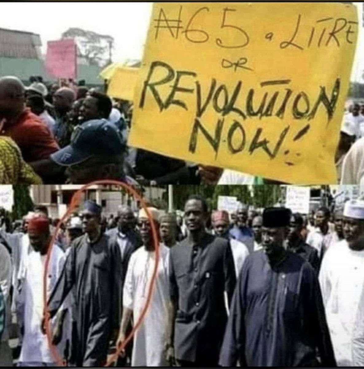 Denniman's tweet photo. If Buhari and APC could lead a protest against the then govt when fuel was below ₦100 and things were relatively better, why can’t Atiku and PDP do the same now that fuel price has almost doubled and things are worst?
#BuhariHasFailed
#AtikuLeadTheProtest
#PDPHasFailed https://t.co/zi3suqW3Tl