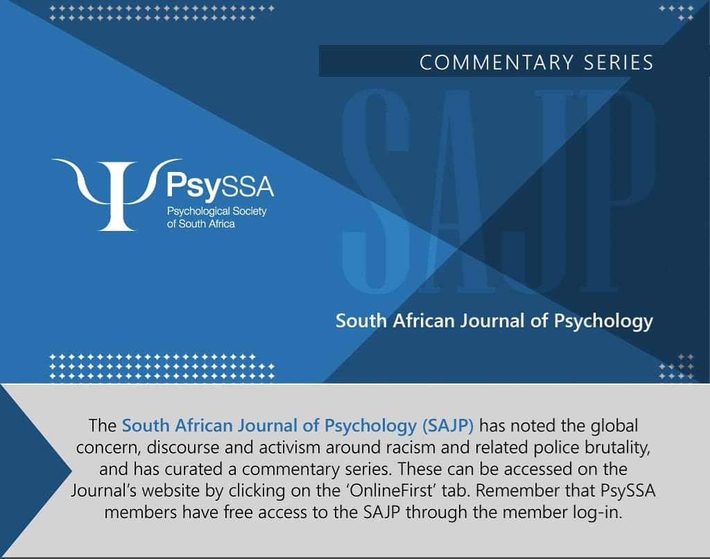Psyssa On Twitter Sa Journal Of Psychology Racism Commentary Series Out Now Visit Our Website To Read This Series Now Https T Co E0fntqmdkz Racism Psyssa Students Psaacp Drm Psyssa Sascp Psyssa Cpsyssa Https T Co R12u9twsuk