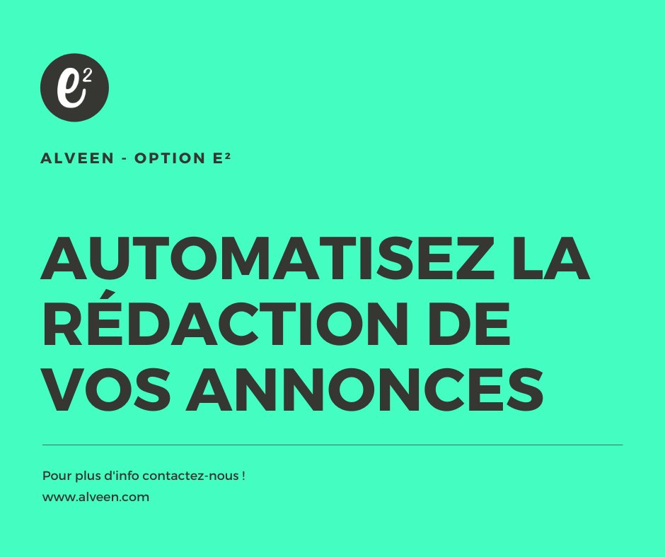 Alveen_network's tweet photo. Rédaction automatique de vos descriptifs d'annonces 🔥
Assez perdu de temps avec la rédaction de vos annonces sur e². 

Une question, une demande d'info ? 👇

Alveen
📞 04 42 52 53 54
📧 contact@alveen.com
🌍 https://t.co/5EJ8Y0c7uX https://t.co/LQYy4aPfSJ