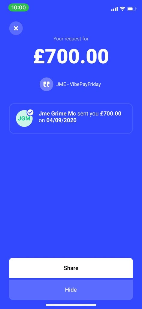 VibePay's tweet image. We can’t believe it, @JmeBBK has just done it again! 

He’s just Vibe’d us £700 so we can give it back to you guys 😎

We’ll be doubling his contribution with an additional £1400, making this weeks #VibePayFriday pot worth £2,100 💸 

RT and send us your #VibeMe link below. Go!