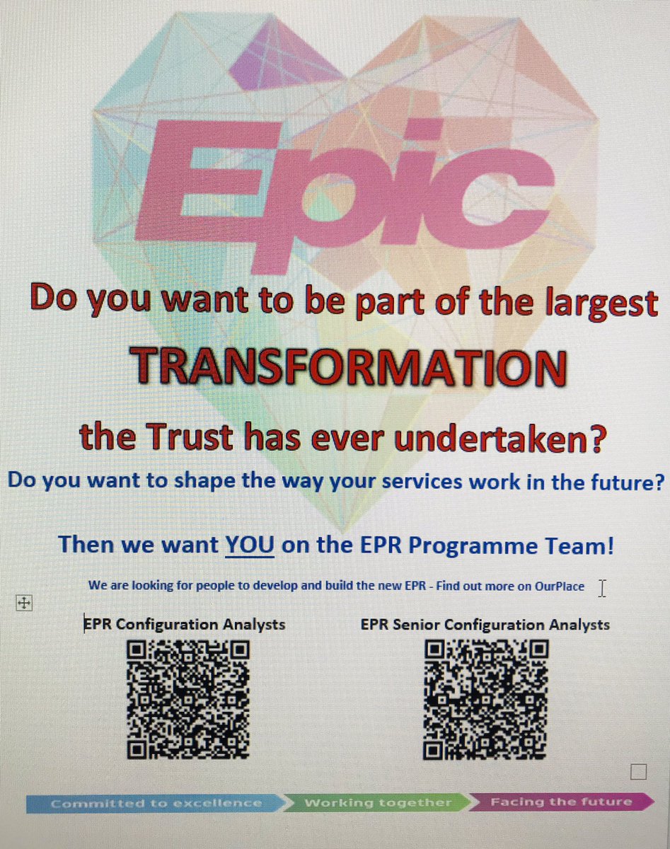 DigitalFHFT's tweet photo. Do you want to be part of the largest #Transformation @FrimleyHealth has ever undertaken?!? Then we want YOU!! Scan the QR code below or see EPR vacancies on OurPlace
#futureFHFT #DigitalTransformation #digitalFHFT
#EPRProgramme
#EPIC https://t.co/48SozFEO8B