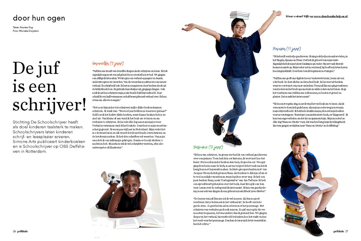nienketrap's tweet photo. Ik zag mezelf terug in deze kinderen. Boeken lezen heeft ooit mijn jeugd gered. Deze interviews doen was echt genieten. In het magazine Prikkels dit najaar! @KunstCentraal @Schoolschrijver @Hille_Takken https://t.co/bzmsg6XAcU