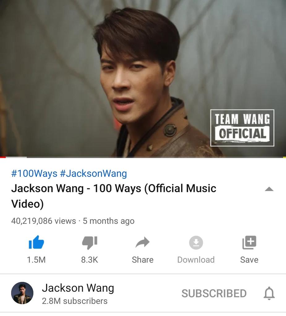 GOT7StreamTeam's tweet photo. #JacksonWang solo MV views update
4th Sep, 6PM KST
100WAYS MV:
Current Views: 40,219,086
Likes: 1.5M
MV Link: https://t.co/SlwRhYPW1s
Added views in last 24hrs: 181,479
#100WAYSwithJackson
#100WAYS
#JacksonIsKing
@JacksonWang852 @GOT7Official https://t.co/JIyp29wGyu