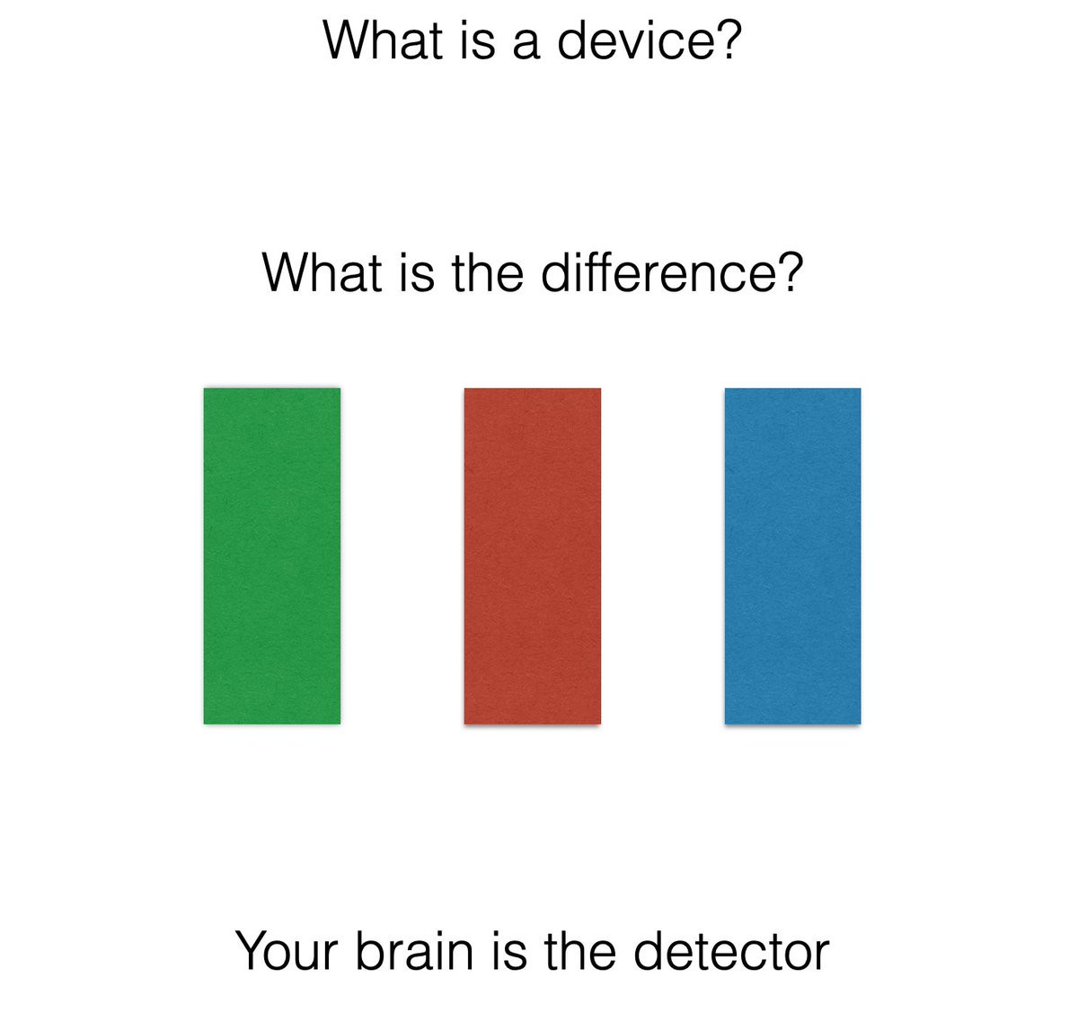 During the introduction lecture of my course I teach exactly that. Difference between what you can do by eye (easily) and what you cannot