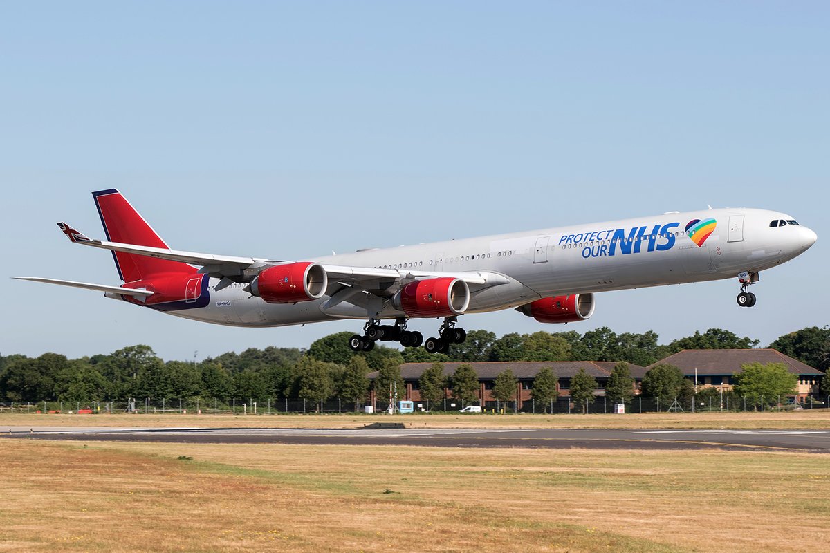 Charles022's tweet photo. One of @EuropeanAvGroup A340-600's with NHS titles, who have been providing vital PPE to the UK all summer. #ProtectTheNHS #PPE #avgeek #aviation #a340 https://t.co/Kik4BxkavV