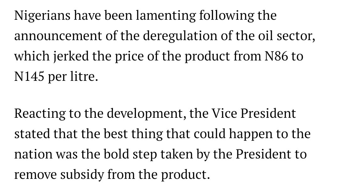 Buhari& #39;s govt is extremely deceitful. In 2016 it increased the price of petrol from N86 to N145 and said it had stopped subsidy and deregulated the oil sector. Many welcomed the increment since subsidy is finally out. Today, another fuel increment with same excuse.  #BuhariDeceit