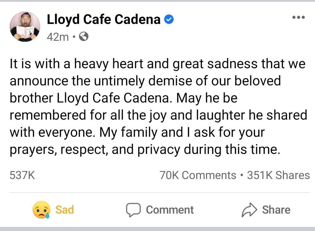 chrisbmorales's tweet photo. Totoo ba to? 😟🥺😭
Another legend😭
@LloydCadena https://t.co/oi9krBXAzH