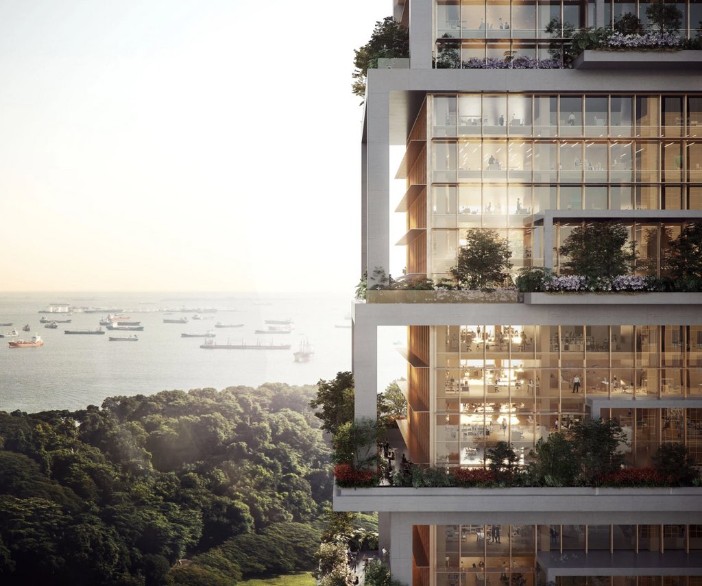 TheB1M's tweet photo. This "tower of tables" in Singapore would create distinct workplace communities with their own garden terraces - https://t.co/Z6iAXo6stW #construction #architecture #singapore https://t.co/YzeXAbHtbg