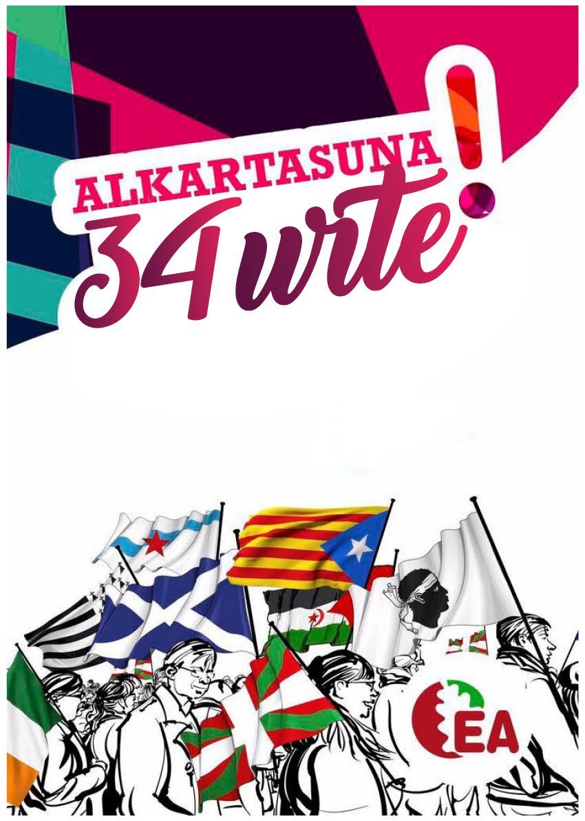 eaerandio's tweet photo. Zorionak @ealkartasuna !!
Gaur 34 urte gure alderdia jaio zenetik.
Beste urte bat gehiago Euskal Herria askatasunera, bakera eta berdintasunera eramateko lanEAn.
#EA34 https://t.co/5uaIjMve0E