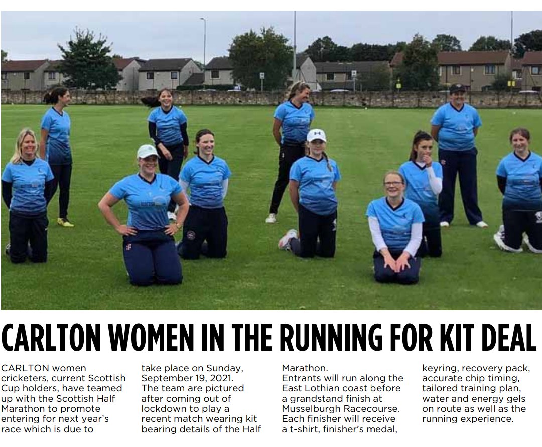NettyDrummond's tweet photo. Great to see @CarltonCricket Women featuring in @edinburghpaper showing off their new kit, courtesy of @ScottishHalfMar 

#womenssport #newkitwhodis https://t.co/lntWq0O3iq