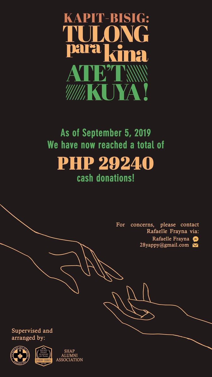 ShapSC's tweet photo. Kapit-Bisig: Tulong para kina Ate’t Kuya 

(1/2) 

We are grateful to receive all of the support and donations to help our canteen and maintenance staff. We have collected a total amount of 29,240 pesos to give out to our Ates and Kuyas to help them fight through the pandemic. https://t.co/J0pqC3HWzu