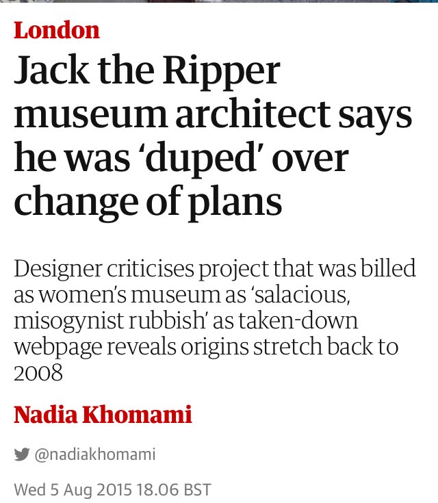 BREAKING: I’ve just heard the ‘Ripper Museum’ on Cable Street, East London, established under the false premise it would be a women’s history museum, has gone bust.GOOD.This was a celebration of misogyny & murder.I’m proud to have been part of the campaign against it.