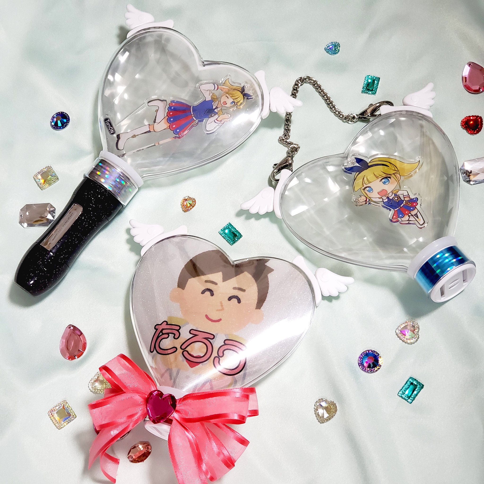 ハンドメイド　キーホルダー　オーダー　ペンライト　トレカケース　アクセサリー トレカキーホルダー トレカケース 硬質ケース デコ シェイカー