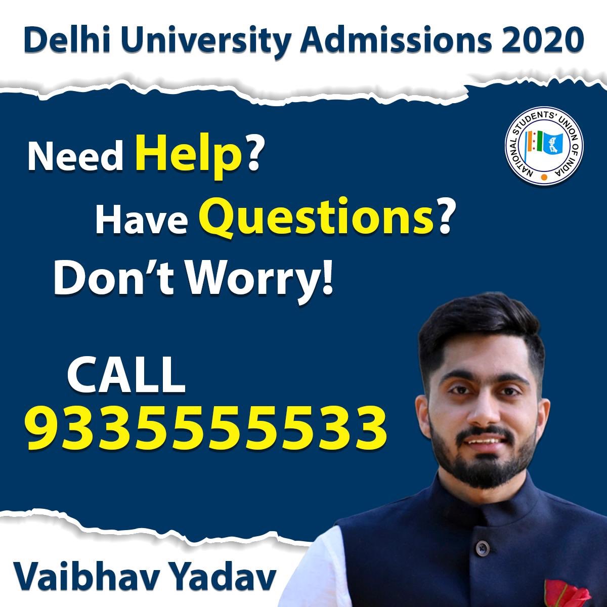 NSUI is ready to help any student who needs assistance with the admission queries. Call us to get assistance. #NSUIwithStudents #delhiuniversity <a href="/Neerajkundan/">Neeraj Kundan</a> <a href="/guptar/">Ruchi Gupta</a> <a href="/Nagesh_nsui6/">Nagesh Kariyappa 🇮🇳</a>