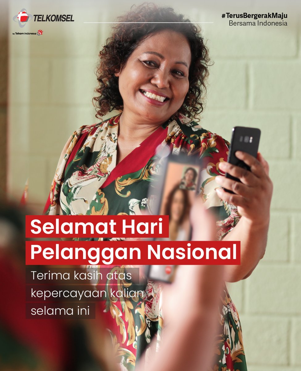 Telkomsel's tweet image. Selamat Hari Pelanggan Nasional untuk kamu semua pelanggan setia Telkomsel!

Kami akan terus berupaya meningkatkan kualitas produk dan solusi layanan, serta jaringan sebagai bentuk komitmen kami menghadirkan pelayanan terbaik bagi pelanggan. 

#TerusBergerakMaju Bersama Indonesia