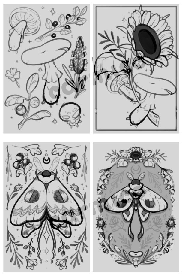 some thumbs for potential thank-you cards!! ??✨ its so nice to finally get a chance to draw again ahh
