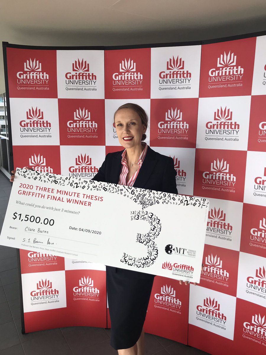 Griffith University (@griffith_uni) on Twitter photo Congratulations to <a href="/GriffithBiz/">Griffith Business School</a> PhD candidate Clare Burns for her wonderful #3MT presentation which saw her being awarded the winners Cheque .. Her PhD is looking at improving finance and business industry integrity. Well done to all finalists. #research Congratulations to <a href="/GriffithBiz/">Griffith Business School</a> PhD candidate Clare Burns for her wonderful #3MT presentation which saw her being awarded the winners Cheque .. Her PhD is looking at improving finance and business industry integrity. Well done to all finalists. #research
