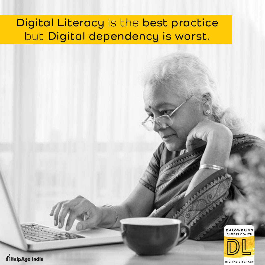 Helpageindia's tweet photo. #DL4Elders | Digitally Literacy📲 is best practice but digital dependency is the worst. We can help our elders stay connected by giving them access & knowledge to #internet & #technology.#DigitalIndia #Tech4good #LeaveNoOneBehind #Ucanhelp #Seniors2020 #DigitalTransformation https://t.co/YC9OxgCzbC