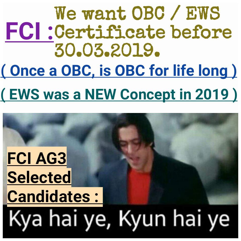 Luciferr1911's tweet photo. 1.We left our jobs and other opportunities 4 FCI
2.FCI demanded latest OBC/EWS
Certificate in Feb
3.FCI sent mails to us demanding backdate certificate
4. Is this the justice in India??
#fci_justiceforewsobc #fcicat3joining  @irvpaswan @FCI_India
 @PMOIndia @DoPTGoI @narendramodi https://t.co/EoSvnWmXwO
