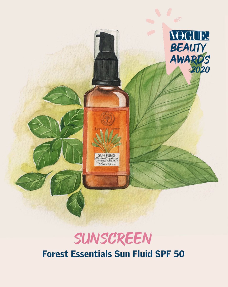 ForestEssential's tweet photo. We are thrilled to announce that our bestselling #SunFluid with SPF 50|PA++ has been awarded as the best of skincare by @VOGUEIndia at the #Vogue Beauty Festival 2020. This formulation became the top pick our of discerning customers when it was launched in 2019 and is still... https://t.co/ozQARxi67A