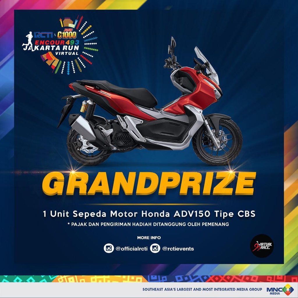 OfficialRCTI's tweet photo. Buat runners yang ikutan event #RCTIxJossC1000Encour493JakarataRun, siapkan dirimu untuk pengundian doorprize hari ini pk 4 sore Live Streaming di Youtube RCTI Entertainment.   #RCTIxJossC1000Encour493JakartaRun
#VirtualRun2020 https://t.co/4FZfMnroZ1