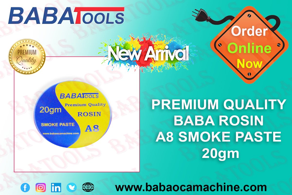 BabaCable's tweet photo. PREMIUM QUALITY BABA ROSIN A8 SMOKE PASTE 20gm
#Ordernow https://t.co/1NzEXU94qY
#babaocamachine #babatools
#babaoca #babaservicetools
#smd #powersupply #mircoscope
#rosina8smokepaste20gm #paste
#somkepaste #rosinpaste
#CustomerCare +91-9311172000,
https://t.co/S4DUruZxWl https://t.co/SEGZqUGIqS