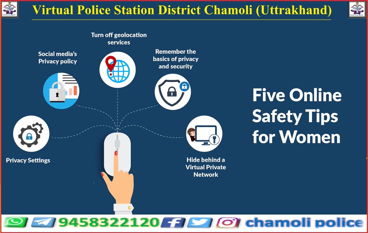 chamolipolice's tweet photo. #Districtchamolipolice
#stayalert_staysafe
#CyberSecuritytips
#internet_safety_tips_for_women https://t.co/CMZxLTzjiq