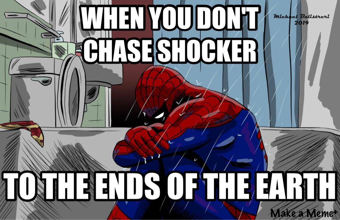 He promised he would...

#SpiderMan #SpiderManTAS #Shocker #Marvel #Cartoon #90skid #MCU #Spidey #Quotes #SpiderManMeme #Memes #MemeMania #SpiderManMemes #SpiderMantheAnimatedSeries #memesdaily #cartoonmemes #Podcast #Podcasts #podcasting #webheadwednesday #MarvelComics