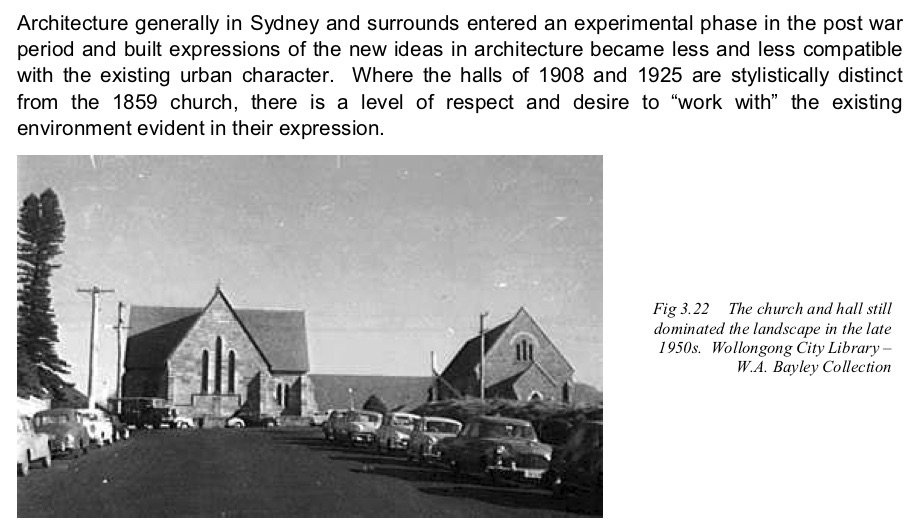 Here's a screen grab from p24 of the  @GongCathedral Conservation Management Plan 2003 by Paul Davies, featuring a late 1950s photo held in Wollongong City Library, which shows the tree's development well.