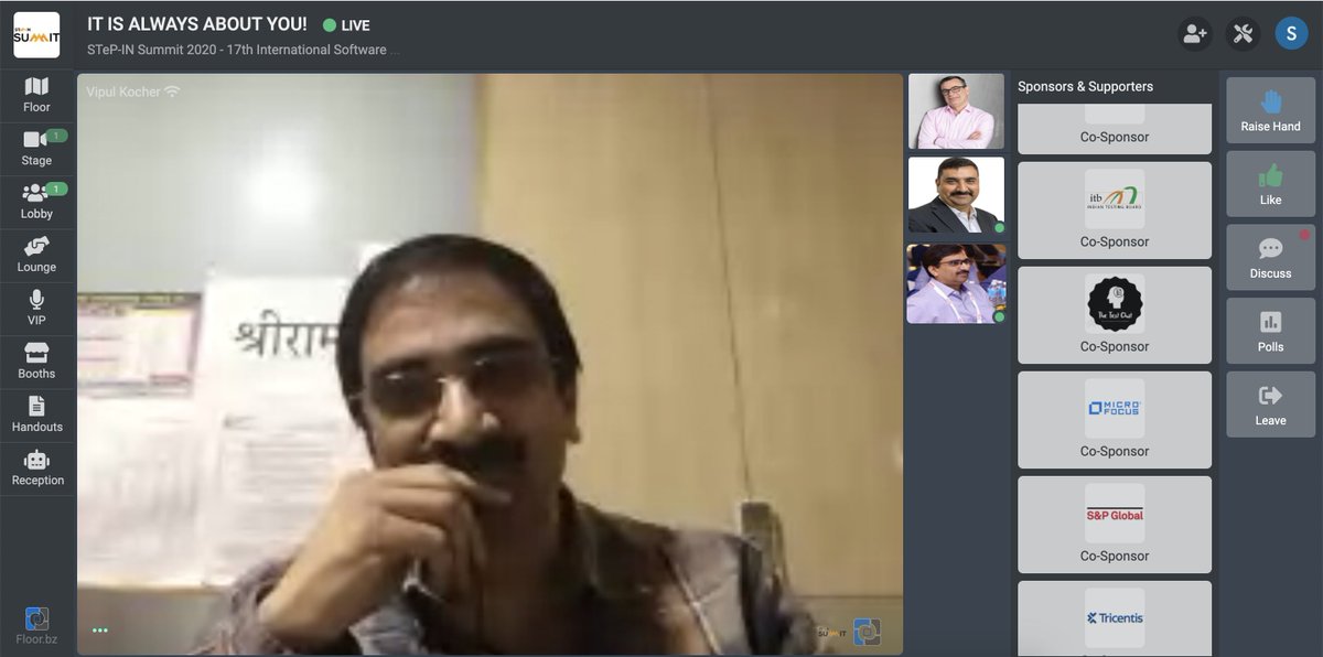 SanjayKumaarr's tweet photo. It's always about you!! Here the great thoughts of @vipulkocher @kaultester and Jose Diaz at #stepinsummit2020 🎙️
@stepin_forum @imvinaybaid #conf2020 #testing
@TheTestChat https://t.co/jkyFydOyNH